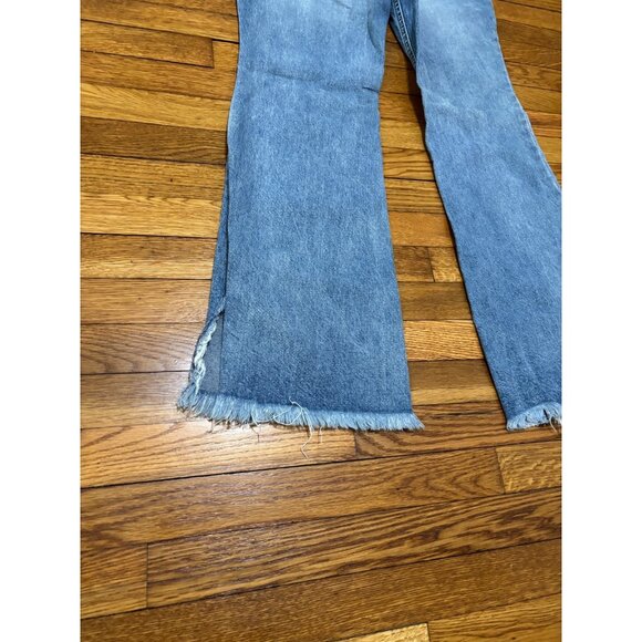 We the Free People Womens Wide Leg Flare Jeans Sz 31 34x31 Baggy Frayed Denim - Picture 7 of 8